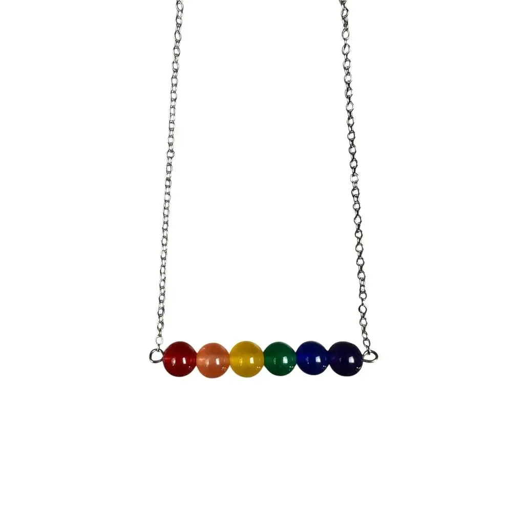 Andrew Christian Rainbow Pride Bar Necklace Silver — One Size